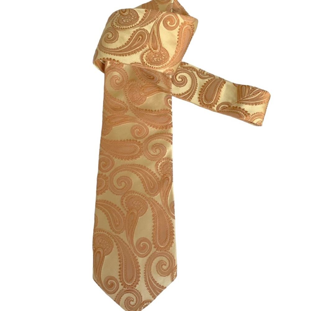 Hugo Boss Vintage Gold Paisley 100% Silk Tie - Picture 3 of 7
